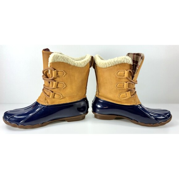 Jessica Carlyle Gavin Ankle Duck Boots Navy & Brown Women Size 8.5 - Picture 3 of 12